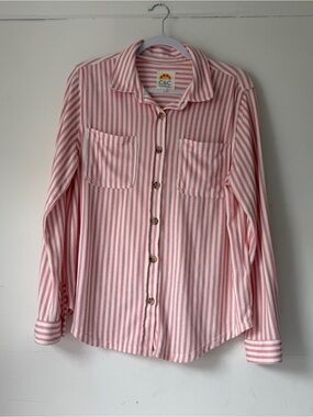 C&C California L Red and White Striped Button-Down Shirt